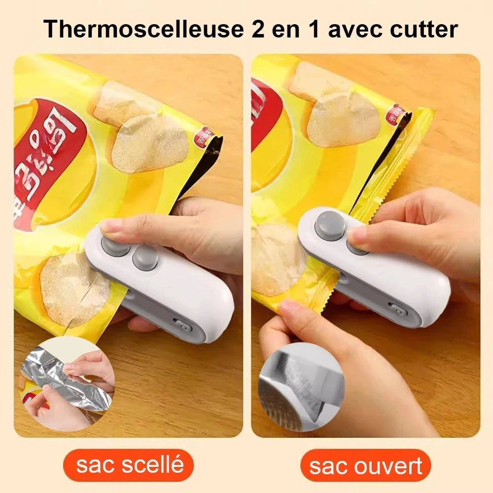 Mini Bag Sealer USB Rechargeable 1 Heat Cutter Portable Food Resealer