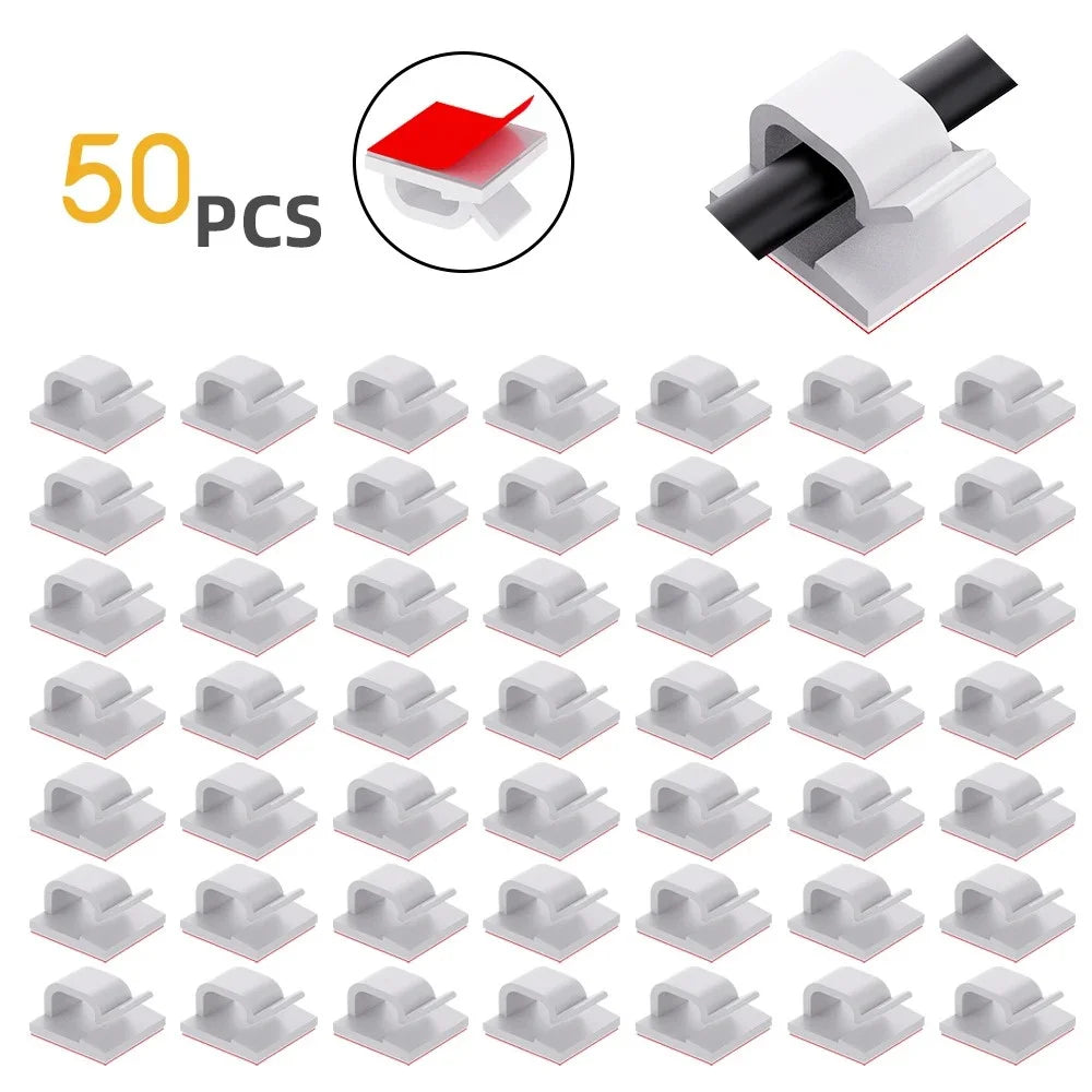 50-Pack Cable Organizer Clips – Wall Mount Cord Holder & Winder Cable Organizer Clips Zpaxo 50PCS WHITE