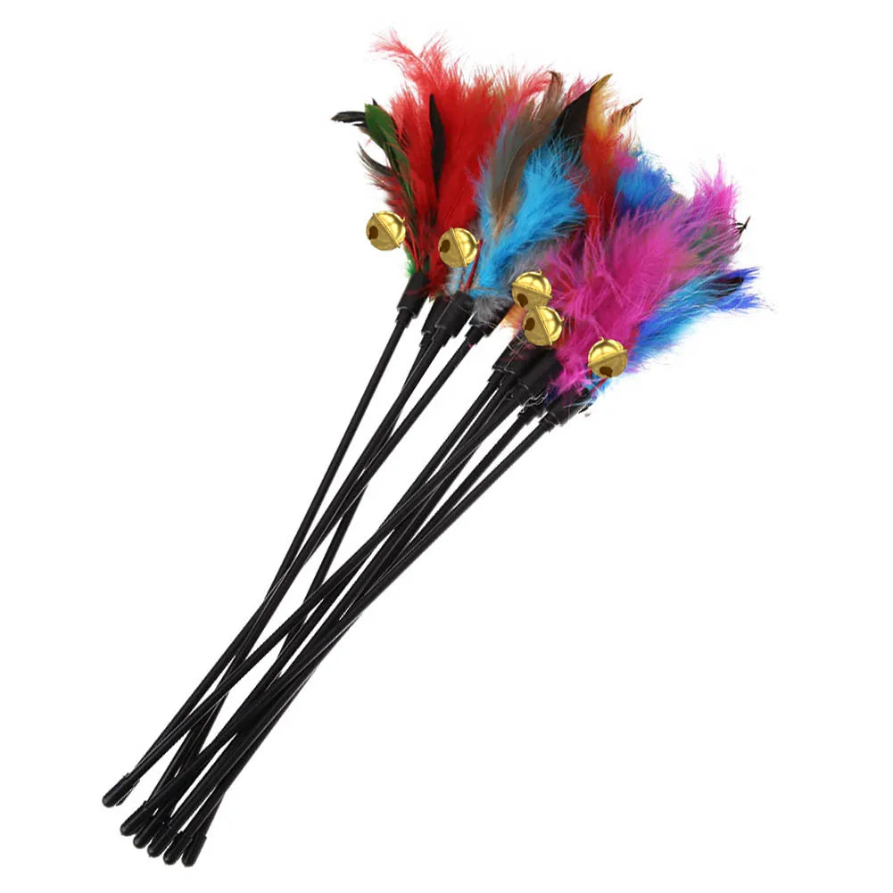 5pcs/set Interactive Funny Cat Stick Colorful Feather Cat Game Wand Exquisite Portable Creative Fashion Novelty Pet Cat Supplies Zpaxo MULTICOLOR