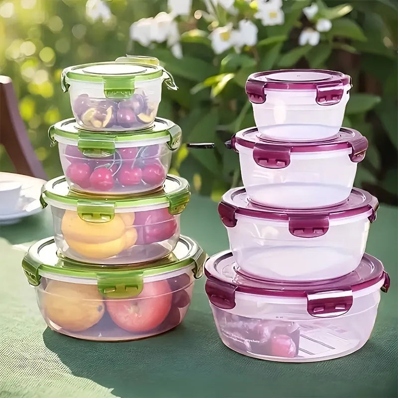 Vibrant 8-Piece Food Storage Microwave-safe Purple Green Containers