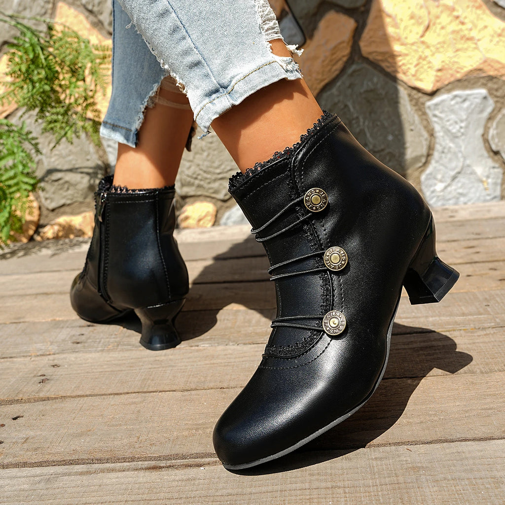 2025 Women Ankle Boots Fashion Comfortable Short Boots Retro Dress Party Shoes Ladies Autumn Winter Outdoor Pointed Shoes Female Zpaxo