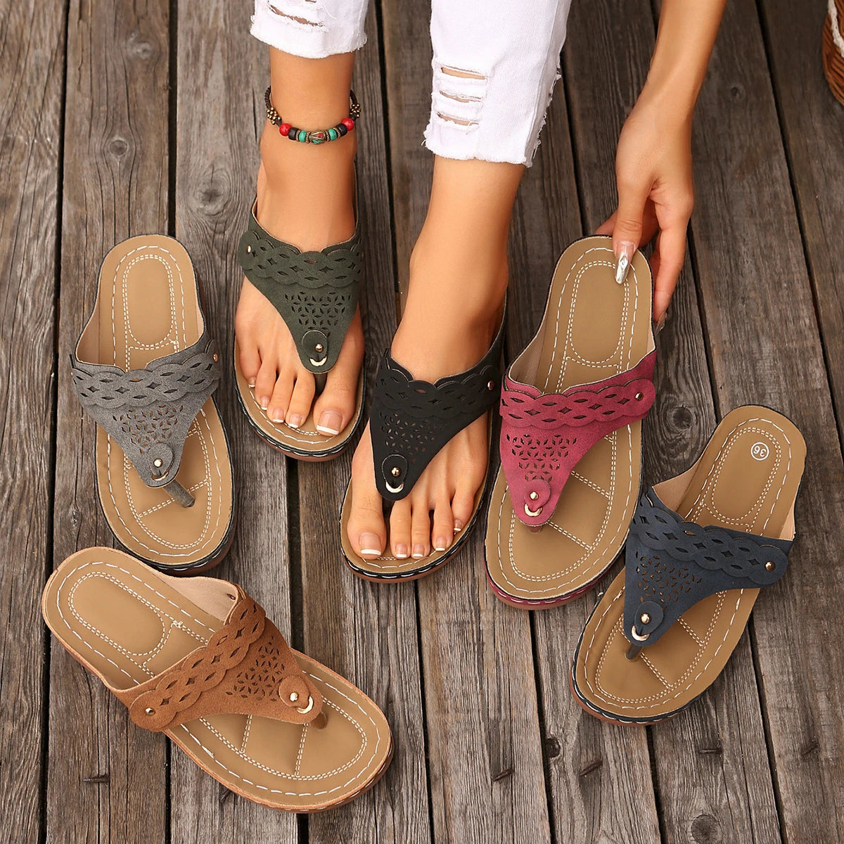 Women Slippers 2026 Handmade Leather Slippers Trendy Lightweight Fashion Shoes Outdoor Comfortable Simple Sandals Slides Women Zpaxo