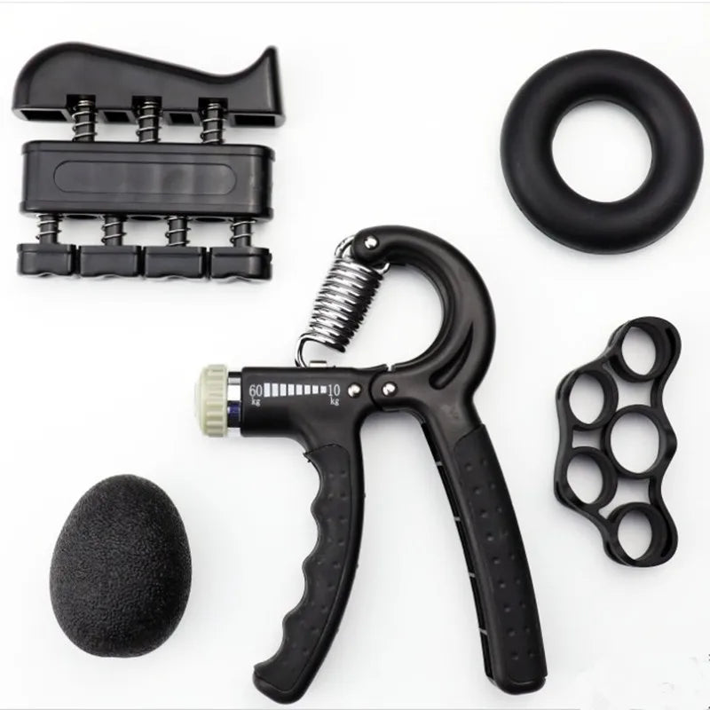 Gym Fitness Adjustable Count Hand Grip Set Finger Forearm Strength Muscle Recovery Gripper Exerciser Trainer Ball Decompression Zpaxo black 5pcs