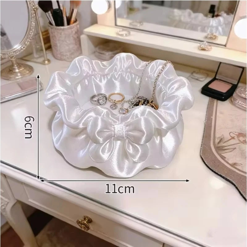Petal-Shaped Bowknot Jewelry Organizer Box & Storage Bowl Jewelry Organizer Bowl Zpaxo