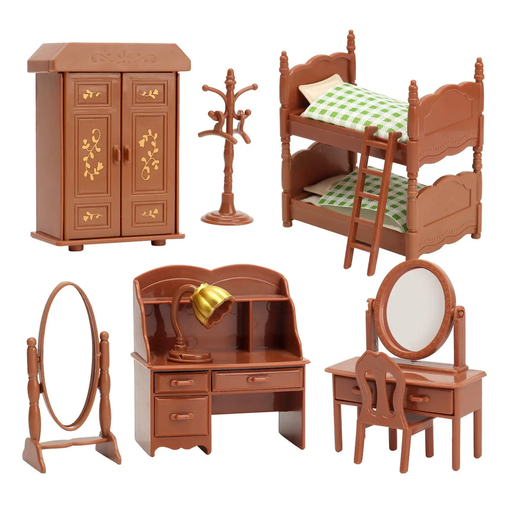 Dollhouse Furniture Bedroom Toy Simulation Forest Rabbit Family Doll