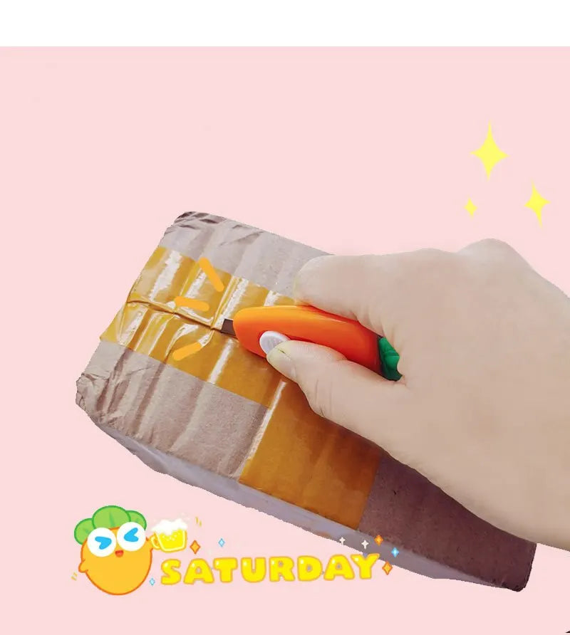 1/3/5pcs Cute Carrot Pocket Utility Knife Express Box Paper Cutter Art Craft Wrapping Opener With Keychain For Office Stationery Zpaxo