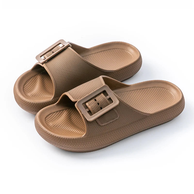 Women's Thick Sole Flip Flops Summer Outdoor Sandals Lightweight EVA Zpaxo Coffee 36-37