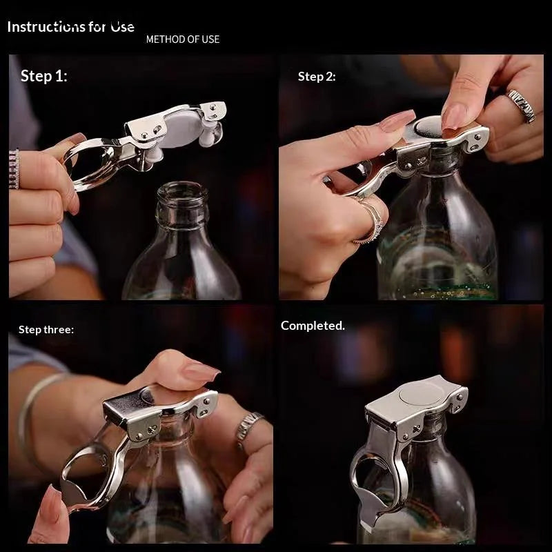 Multifunctional Folding Bottle Opener Sealed Lid Stainless Steel