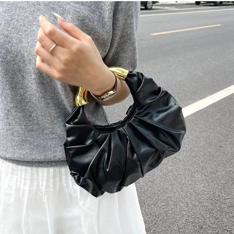 Pleated Handlebags for Women PU Cloud Bags Leisure Armpit Bag Shopping Shoulder Bags Dumpling Handbag Female Hand Bags Zpaxo