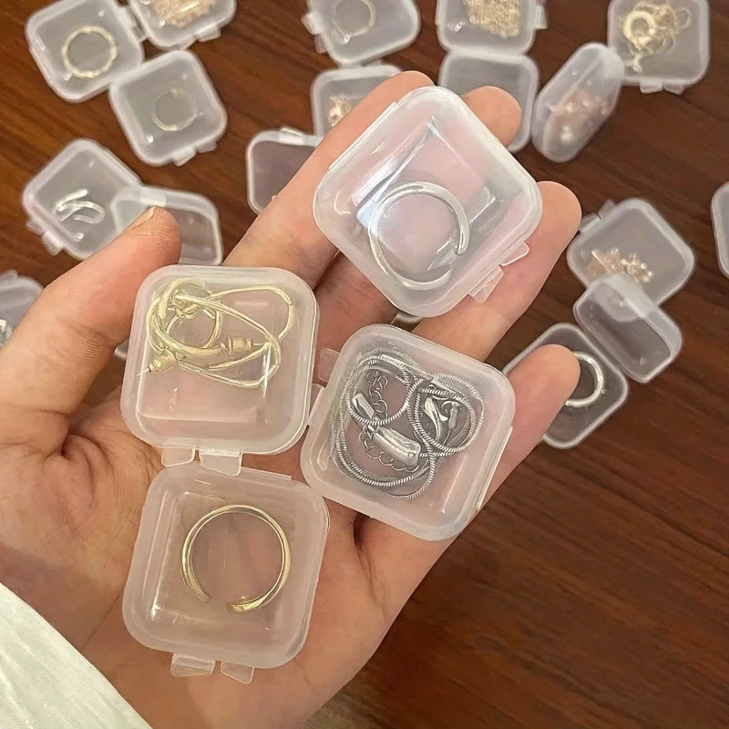 10/30/50pcs Lot Mini Square Transparent Plastic Storage Box with Hinged Lid Small Case for Pills, Dust-proof Storage Boxes Zpaxo 30pcs