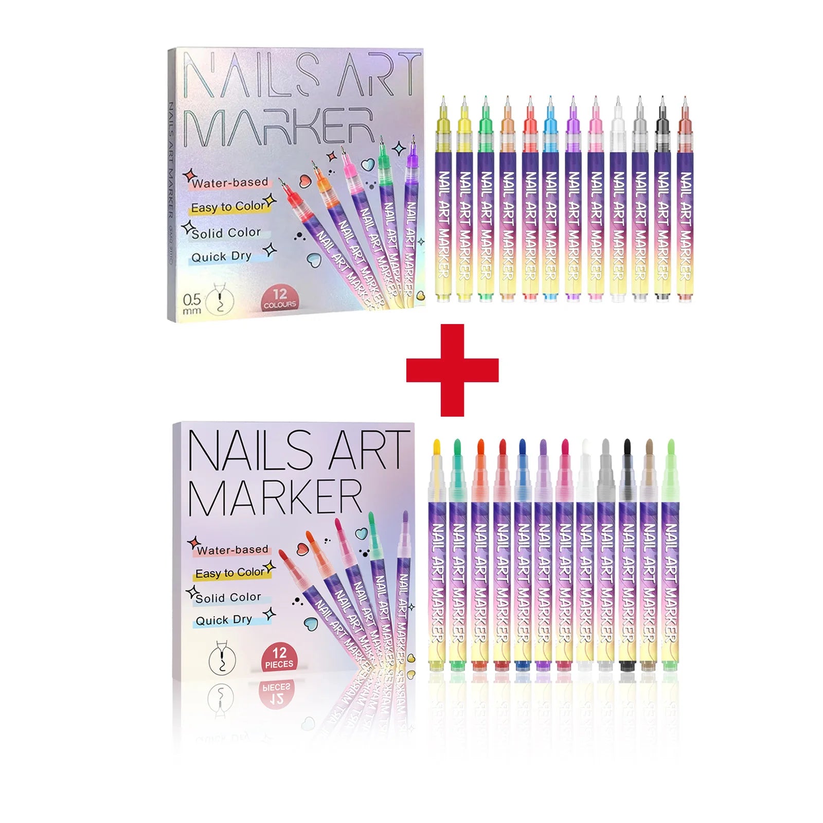 12-Piece Nail Art Graffiti Pen Set | Multi-Color DIY Painting Pens Nail Art Pen Set Zpaxo A and B