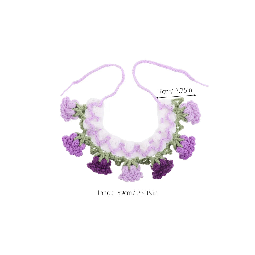 Pet Collar Knitted Flower Bib Neckwear Cute Dog Cat Scarf Daily Use