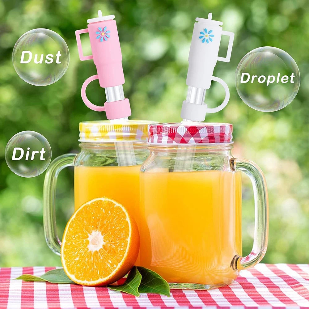 5Pcs Silicone Straw Covers Cap for Stanley 30&40 Oz Flower Straw Toppers 10mm Dust-Proof Caps Tumbler with Handle Zpaxo