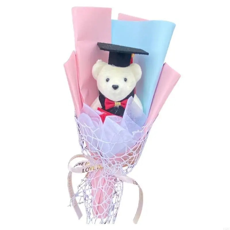 Graduation Flower Bouquets with Toy Bear Bouquets for Student Teacher Graduation Zpaxo Pink CN