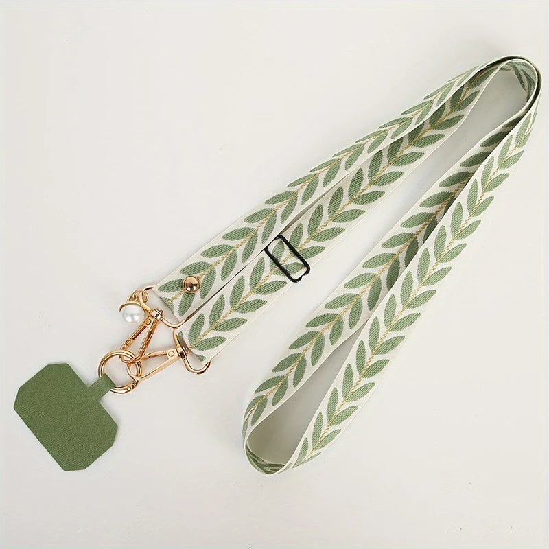 Pearl Adjustable Mobile Phone Lanyard Long Crossbody Neck Strap Zpaxo Green