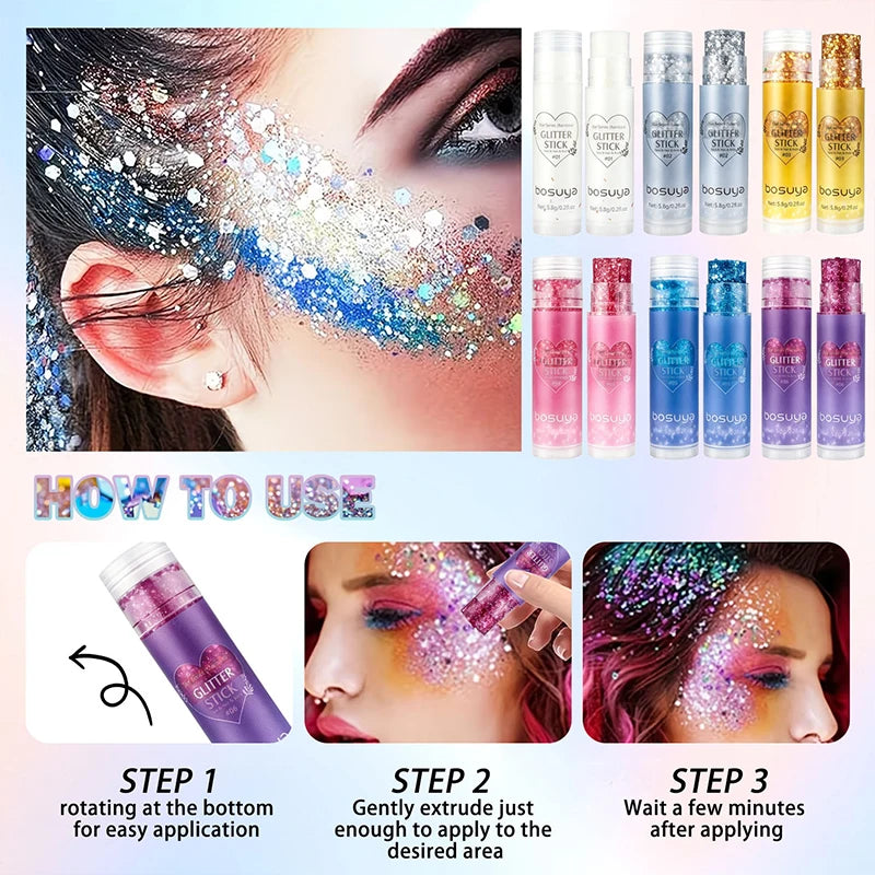 Halloween Sequins Glitter Stick Long-lasting Sparkling Shimmer Face Zpaxo