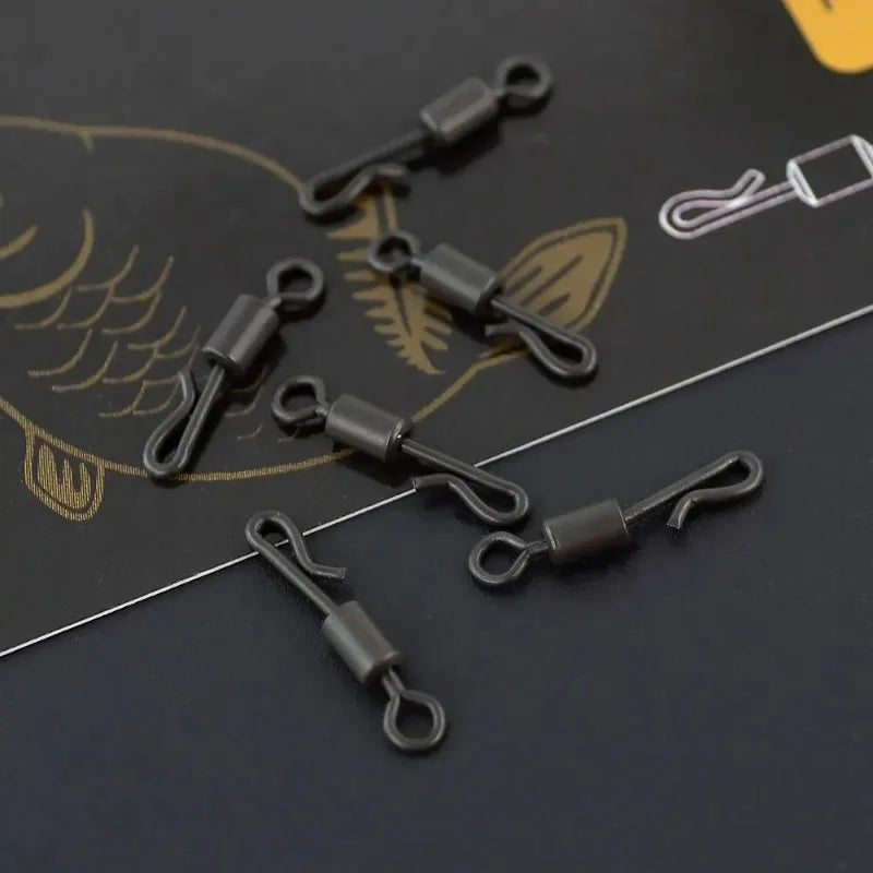 HIRISI Carp Fishing Swivels Quick Change Matt Black for Carp Fishing Rig Fishing Terminal Tackle Pack of 20 Zpaxo