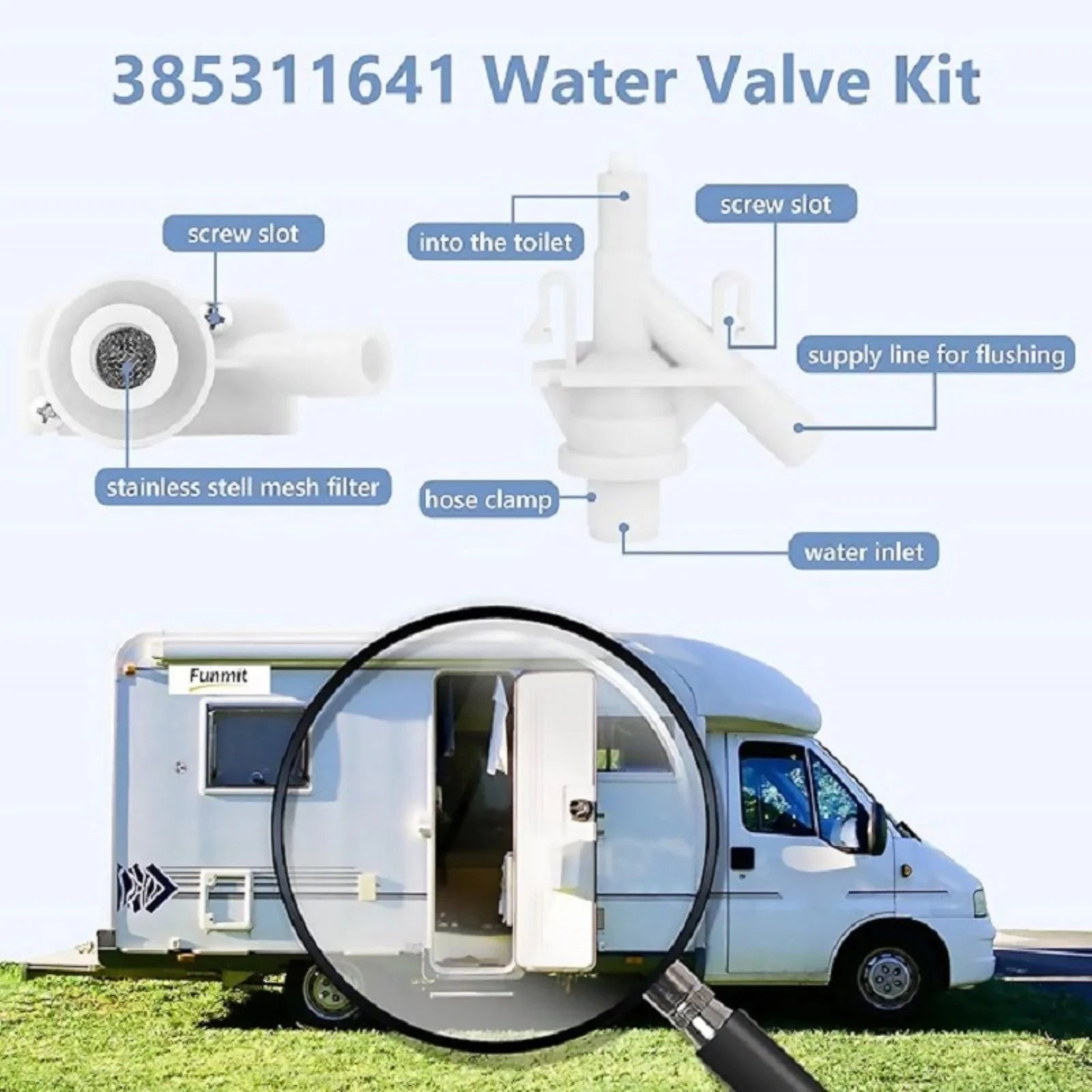 Plastic Water Valve 385311641 Dometic 300 310 320 Series Pedal Flush