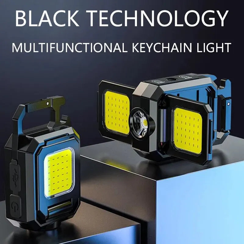Mini COB LED Keychain Flashlight – USB Rechargeable & Magnetic