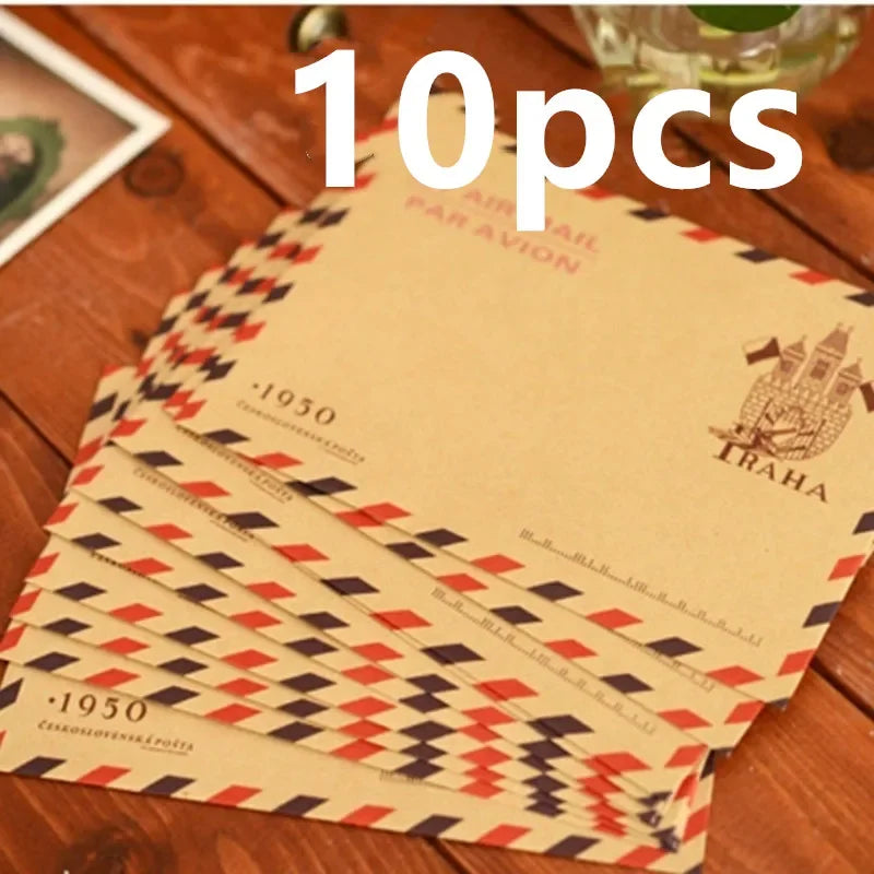 10pcs 9.7*7.5cm Retro Popular Envelope Postcard Letter Durable Kraft Stationery Storage Paper School Supplies Zpaxo
