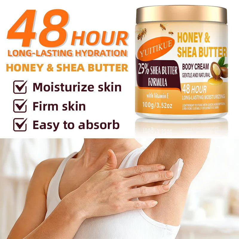 YUITIKUE 25% Shea Butter Body Cream 100g | 48H Moisturizer Body Moisturizer Cream Zpaxo