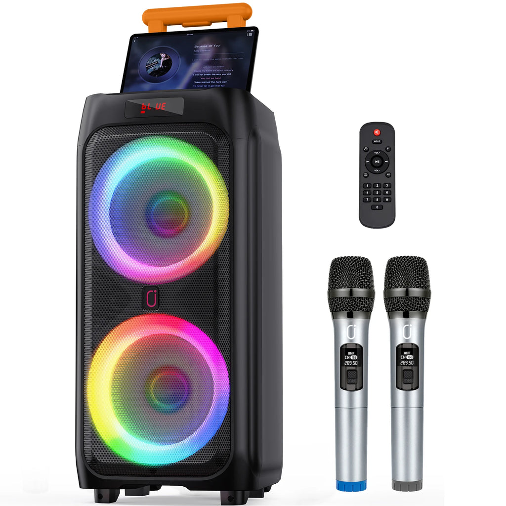 T9 Karaoke Machine 2 Microphones Large Portable Bluetooth Speaker RGB