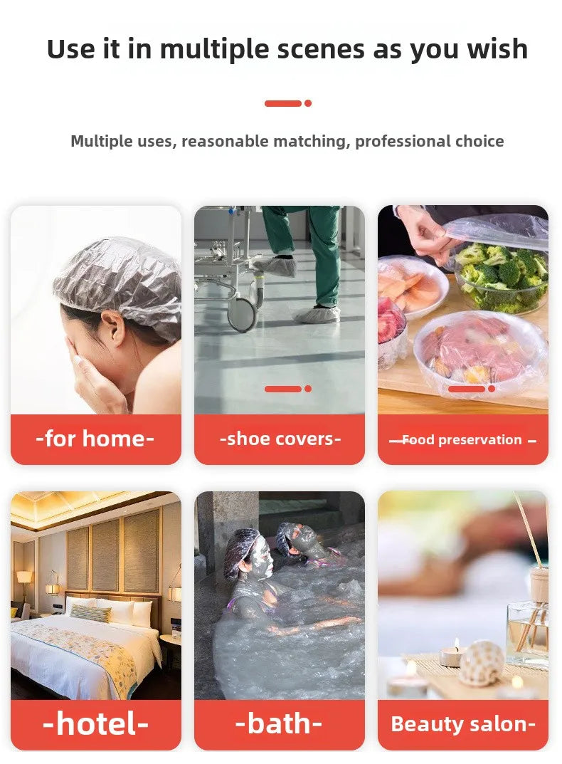 Disposable Shower Cap Head Cover High-pressure Transparent Strip PE