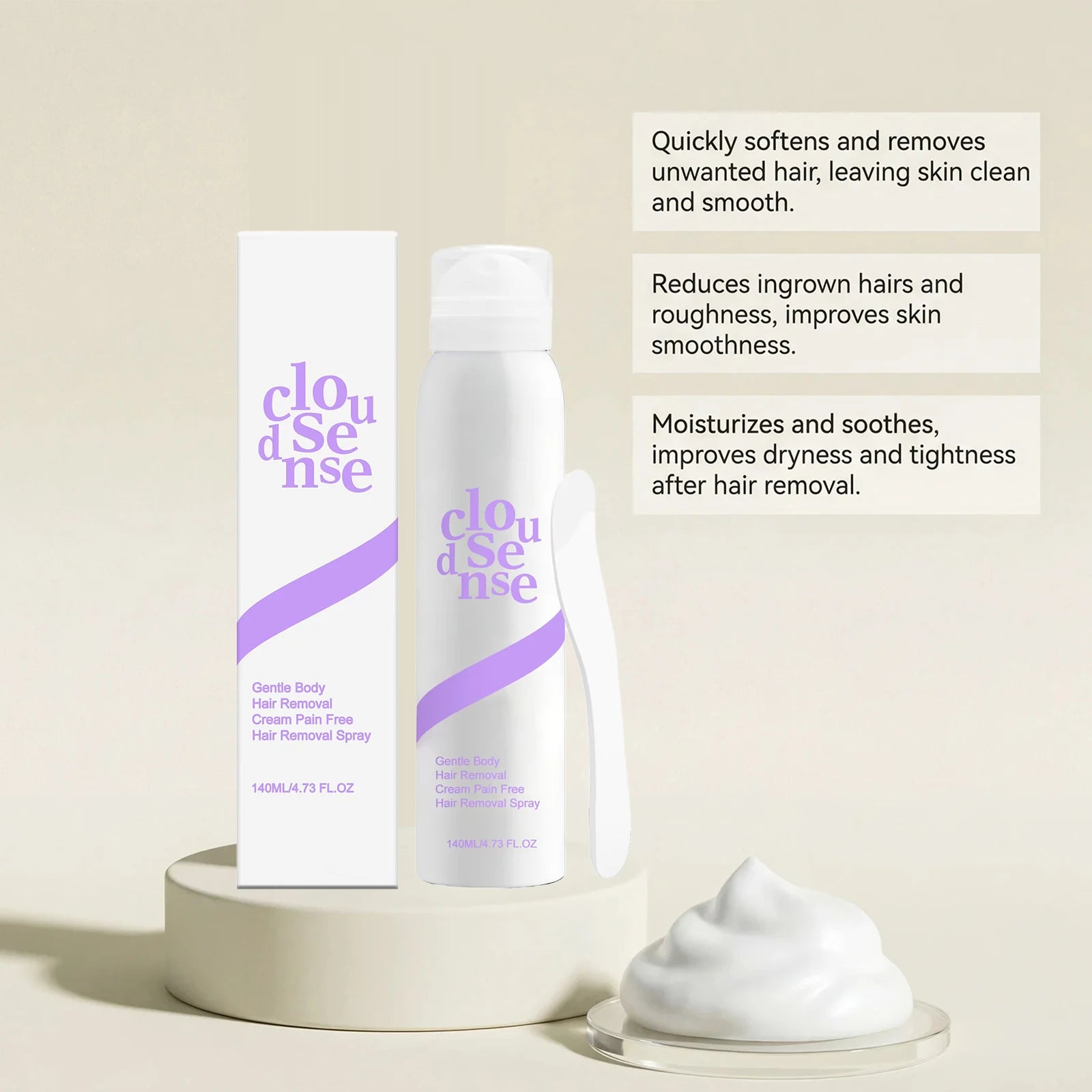 Pain-Free Hair Removal Spray | Full Body Depilatory Foam Hair Removal Spray Zpaxo