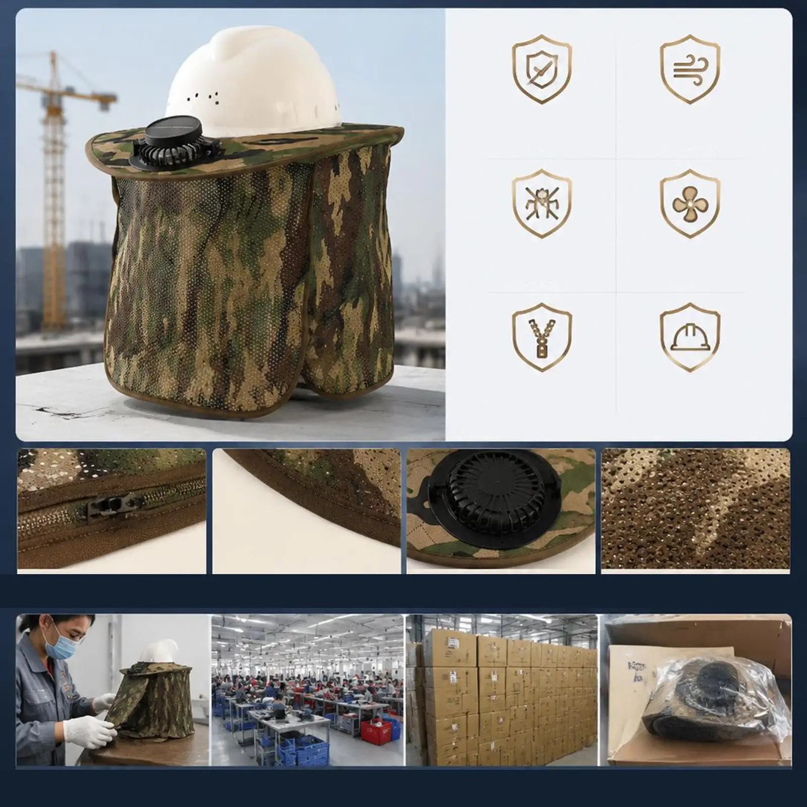 Hard Hat Brim Solar Powered USB Removable Breathable Visor Hard Hat Full Brim For Construction Work Outdoor Fishing Summer Zpaxo