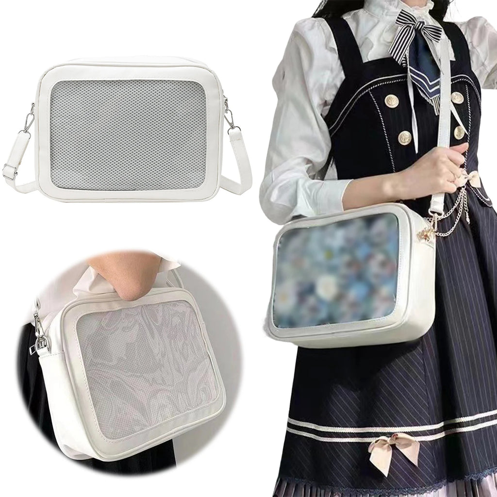 Women Transparent Square Ita Bag JK Shoulder Pin Display Lolita