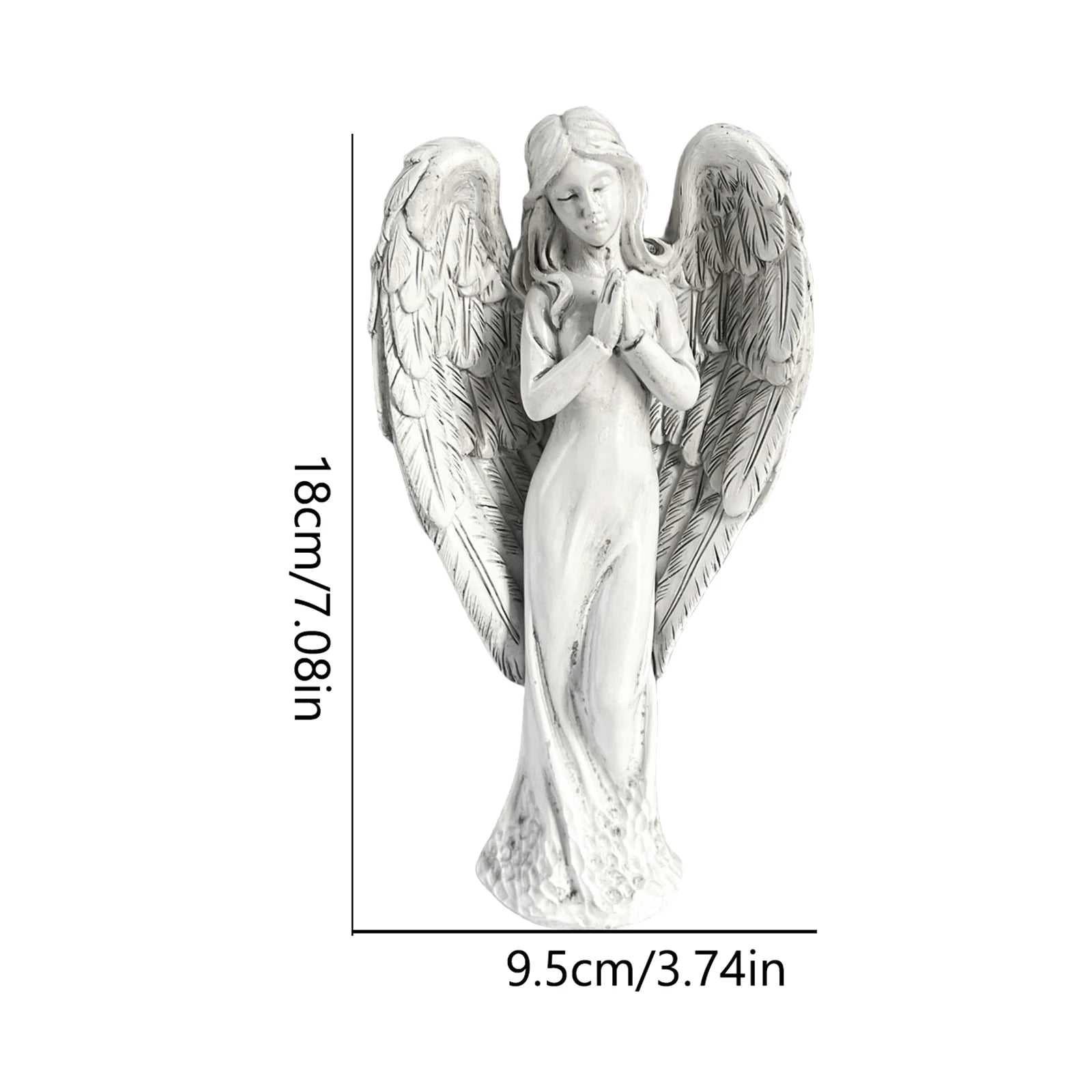Angel Garden Statue Outdoor Decoration Height Memorial Decor Praying Zpaxo white