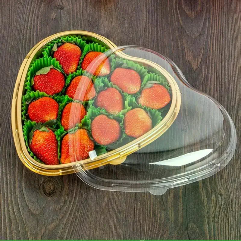 10pcs Heart-Shaped Serving Trays With Transparent Lids Reusable PET Snack Fruits Sushi Cheese Salads Desserts Packaging Boxes Zpaxo
