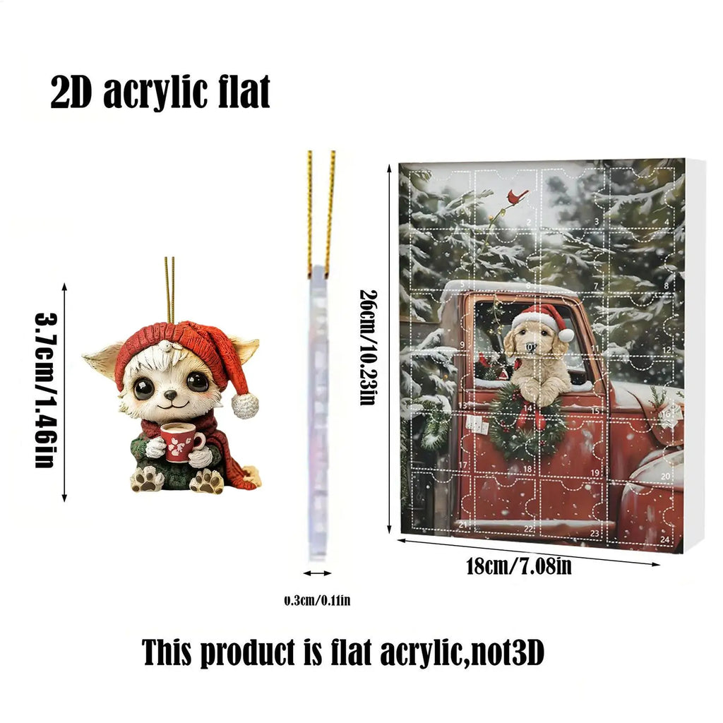 Dog Christmas Countdown Calendar 24 Days Acrylic Ornaments Drinking
