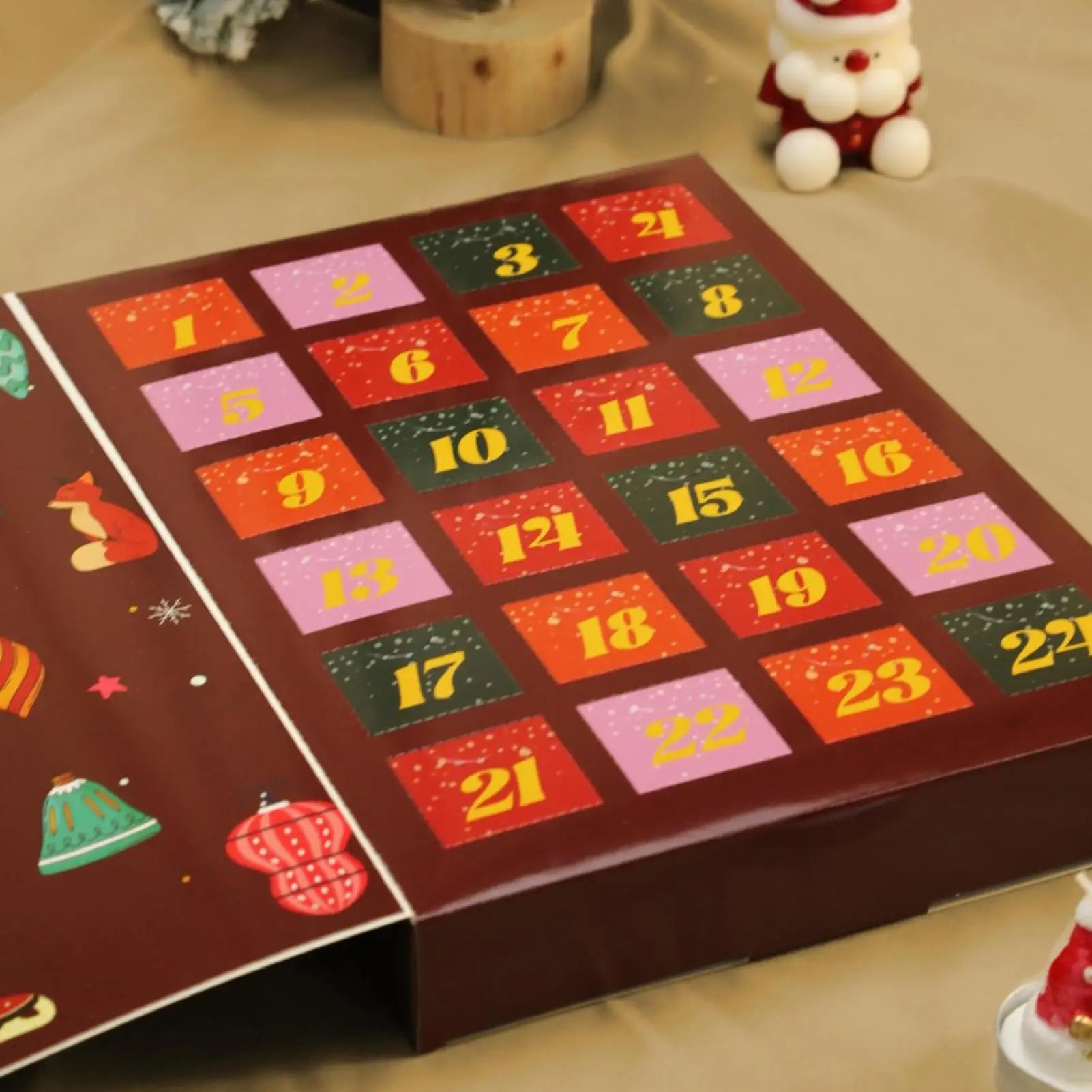 Refillable Christmas Advent Calendar Box 24 Days Countdown Reusable