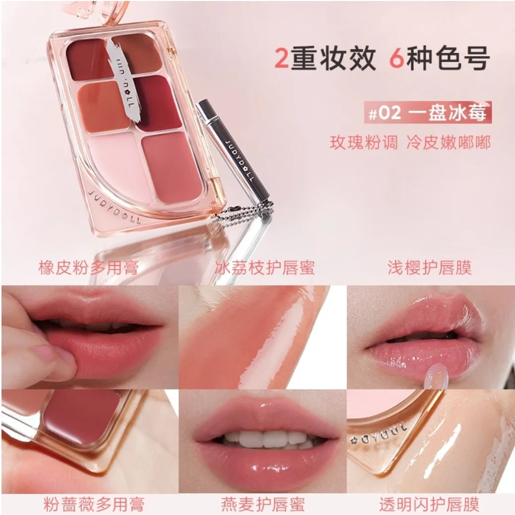 Judydoll Six Lipstick Palette Matte Velvet Cream Multi Purpose Paste Zpaxo 02