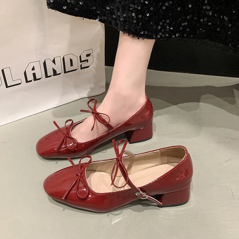 2025 Spring Autumn Women Mary Jane Shoes Fashion Butterfly-knot