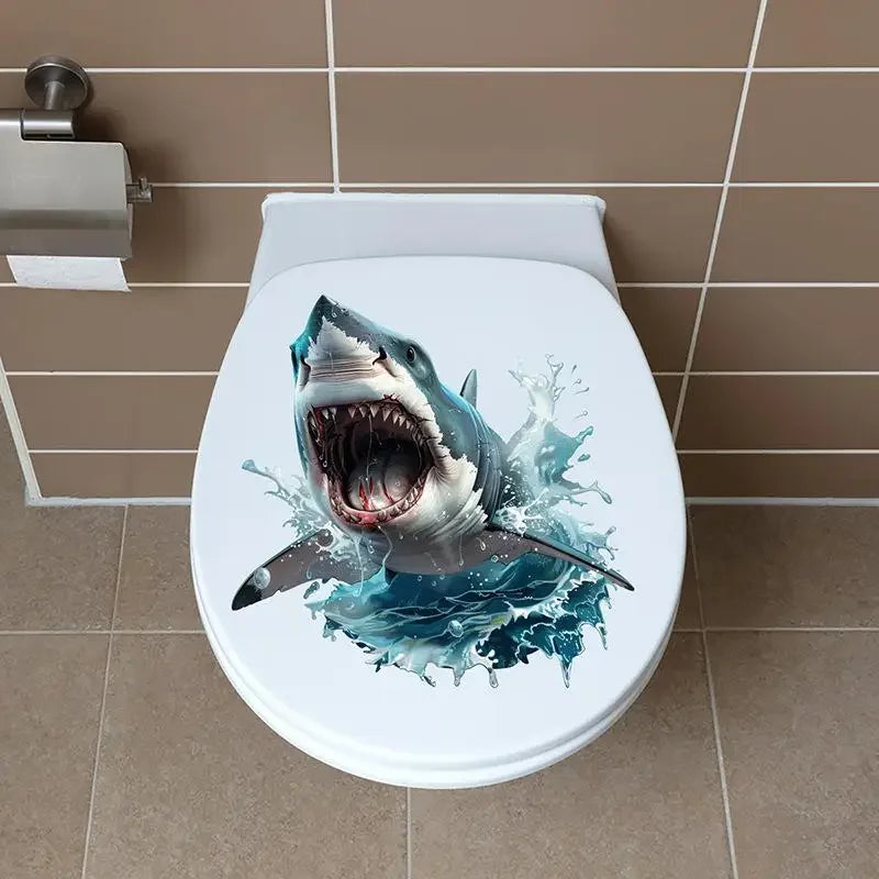 30*30cm PVC Sticker 3D Shark Wall Decal Waterproof Self-Adhesive Sticker For Bathroom & Bedroom Decor Zpaxo