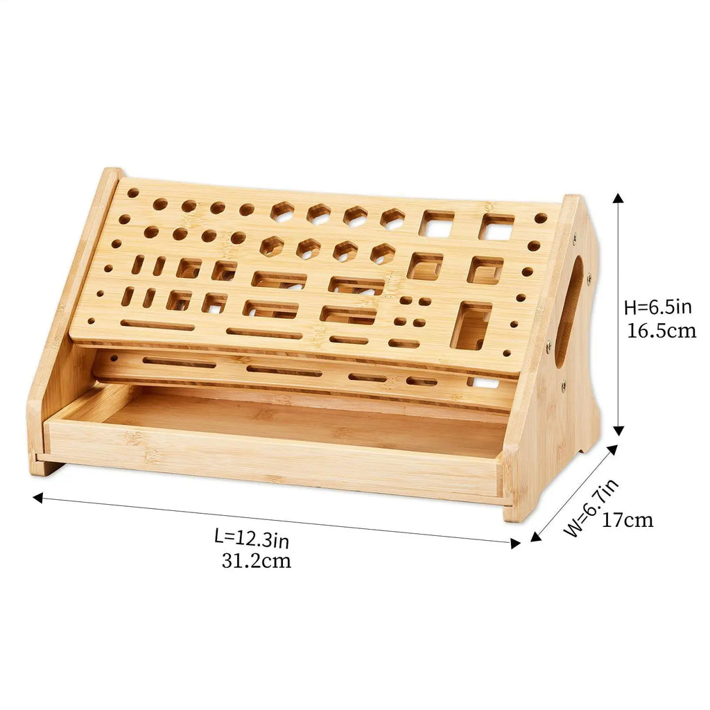 Plier Organizer Wooden 53-Hole Storage Stand Rack Tray Small Tool
