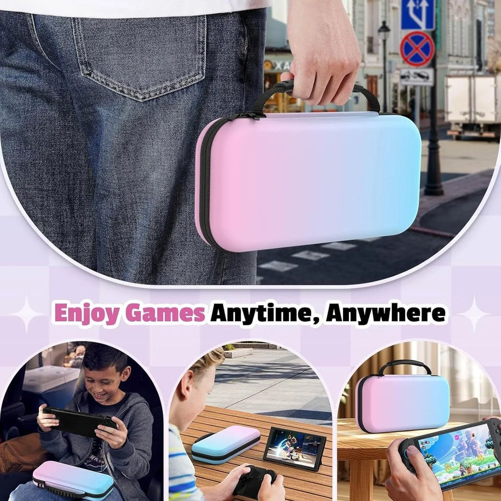Storage Bag For Nintendo Switch Console Carrying Case For Switch OLED with 20 Games Cartridges Protective Hard Shell Storage Bag Zpaxo