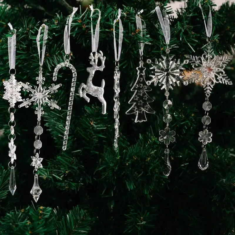 Elegant Acrylic Ice Christmas Tree Hangers Safe Kids Pet Holiday