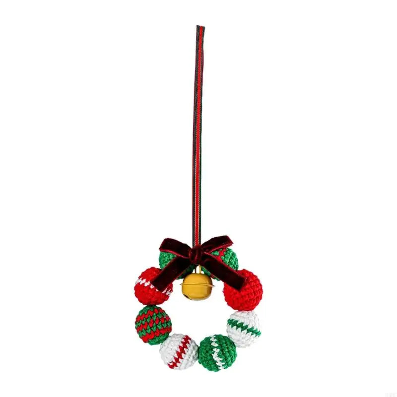 Santa Knitted Wreath Handcrafted Christmas Hanging Decoration Home