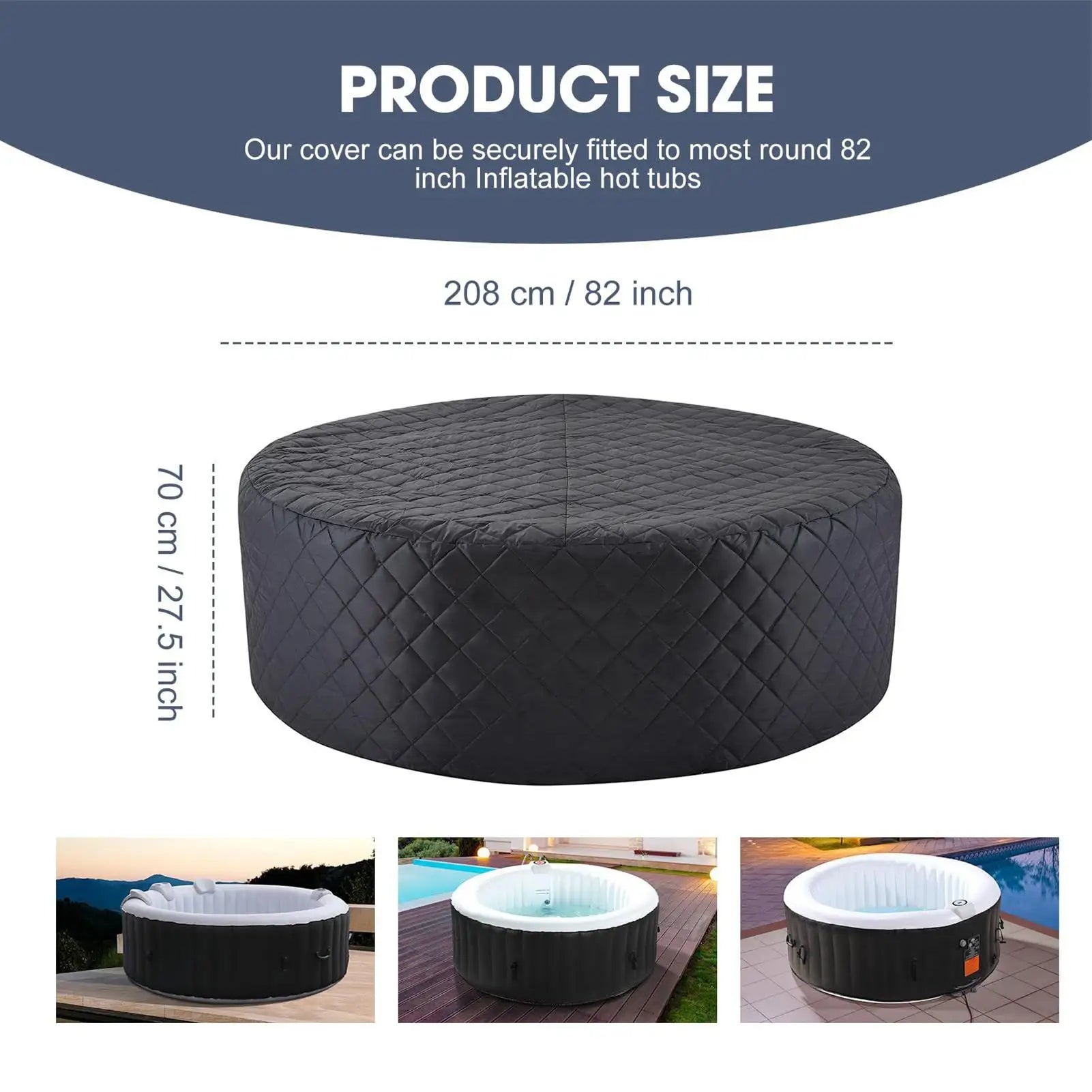 Tub Cover Insulated Inflatable Round Waterproof Winter Pool Protector