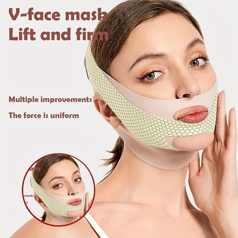 Face-lift Sleep Face V Shaper Facial Slimming Bandage Relaxation Zpaxo light pink-1pc