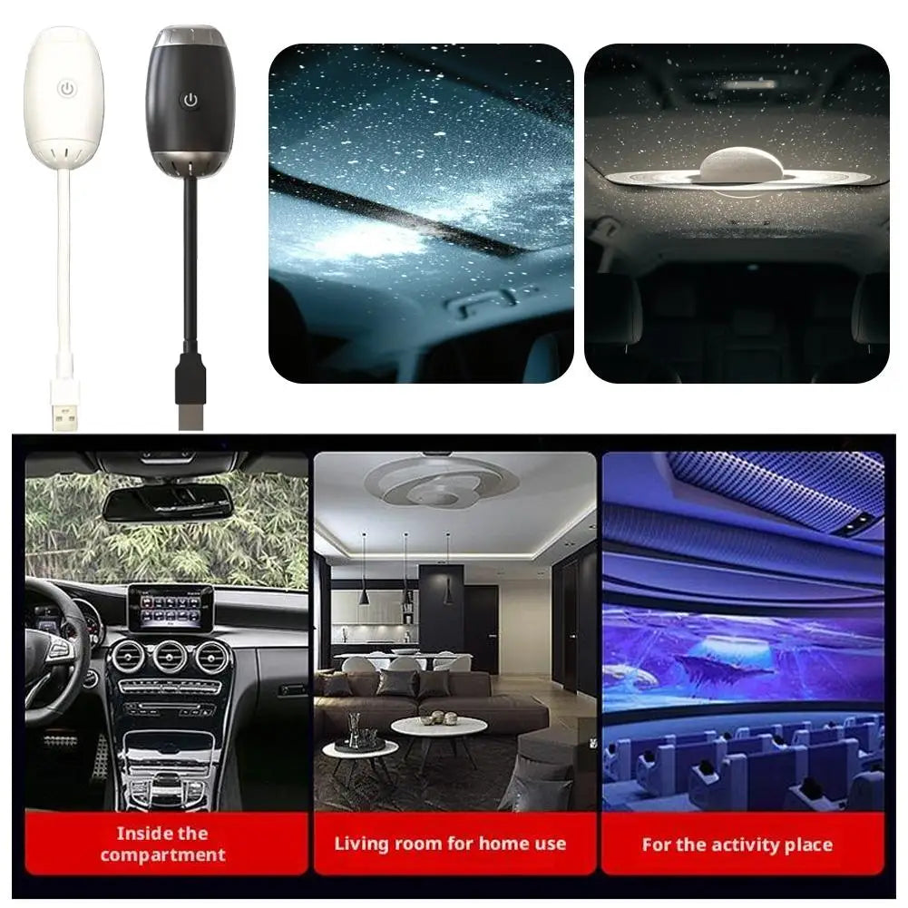 Car Interior Ambient Light USB LED Starry Galaxy Projector Large Range Adjustable Focus Romantic Multiple Scenes Decor Light Zpaxo