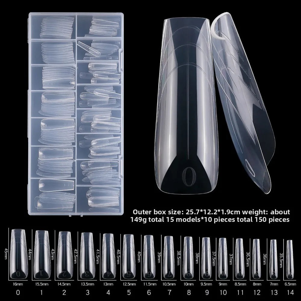 Coffin Shape Sandwich Nail Forms Natural Clear Almond Art Tips Zpaxo 99-