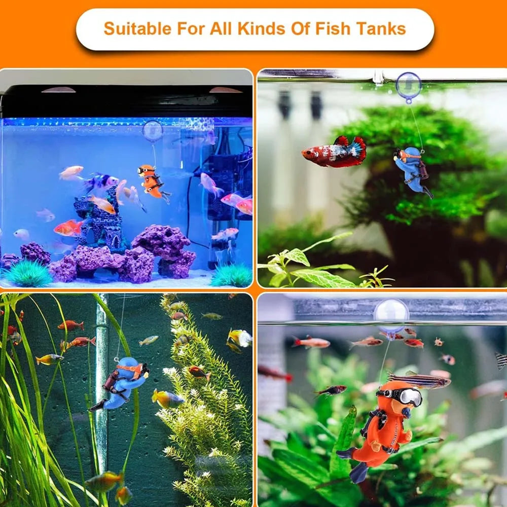 Floating Diver Fish Tank Ornaments – Aquarium Decor 2 Pcs Aquarium Ornament Zpaxo