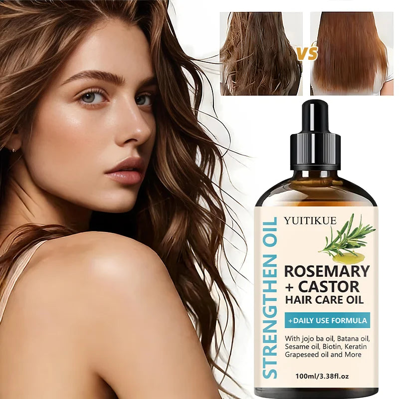 YUITIKUE Rosemary & Castor Strengthening Hair Oil 100ml Hair Growth Oil Zpaxo