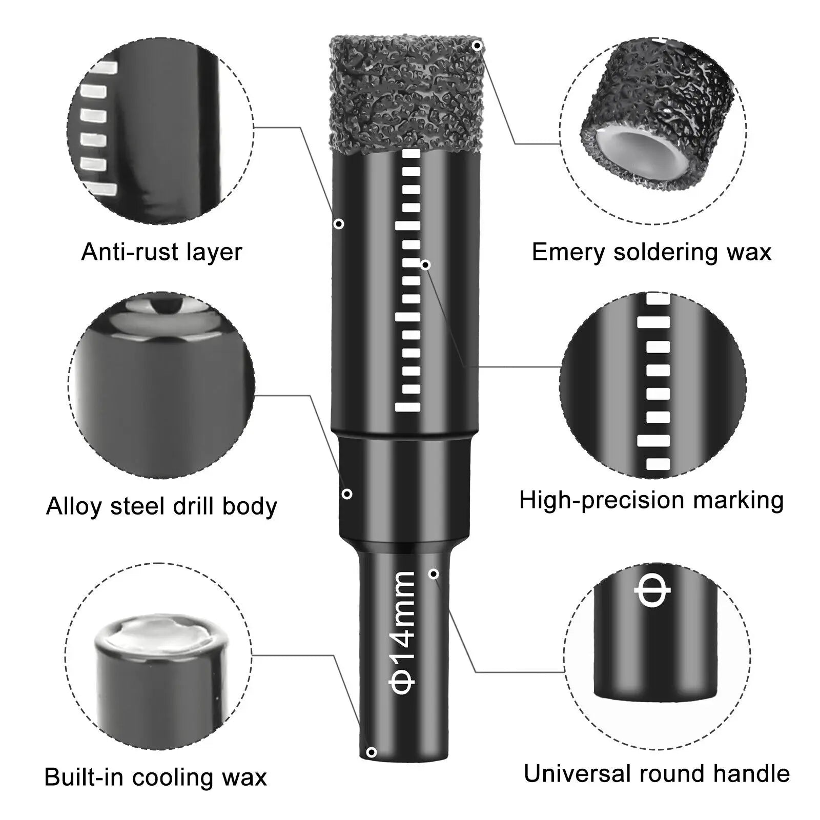 Diamond Brazed Dry Drilling Bit Porcelain Cup Saw Ceramic Marble