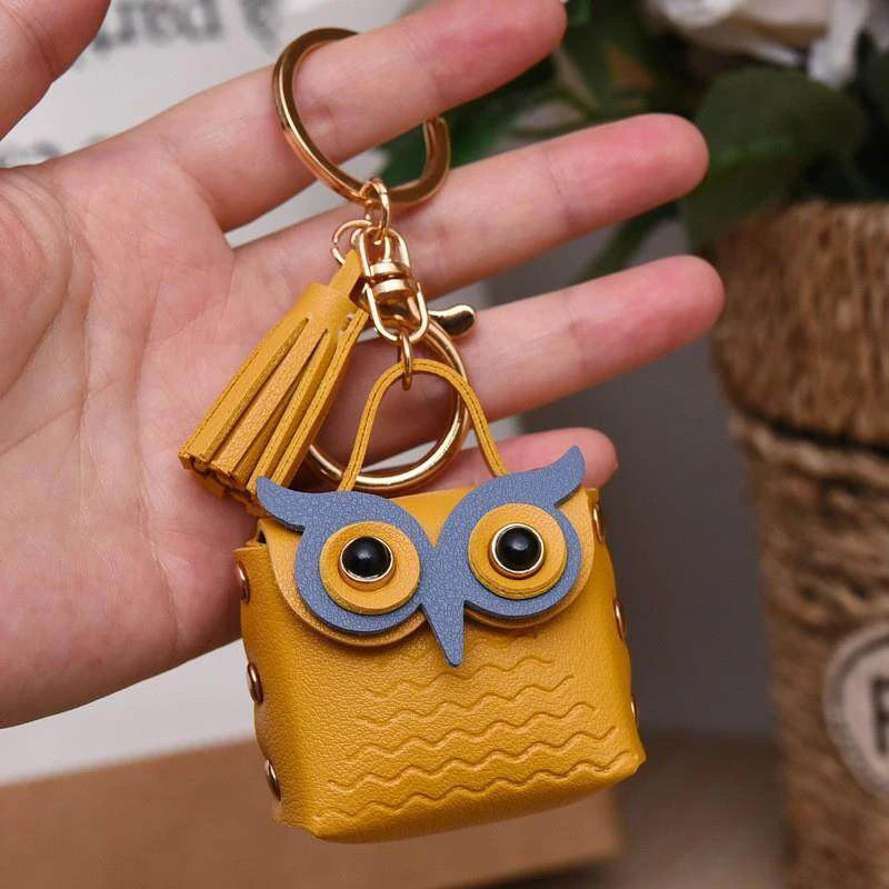 Owl Coin Purse Keychain – Mini PU Leather Bag Pendant Wallet