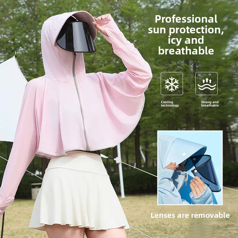 Women's Ice Silk Sun Protection Jacket Spring Summer UV-Blocking
